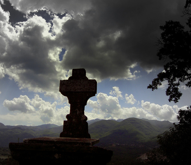 the,,Ilinden uprising,, memorial cross at village near town Struga