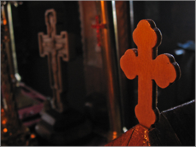 The Holy Cross ligthed up by a candle