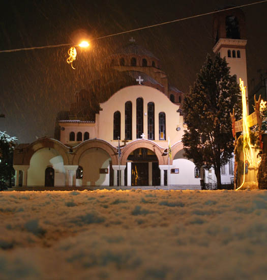 The Cathedral of the Holy Archangels in snow