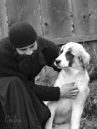 young monk and caucasian dog  (3)