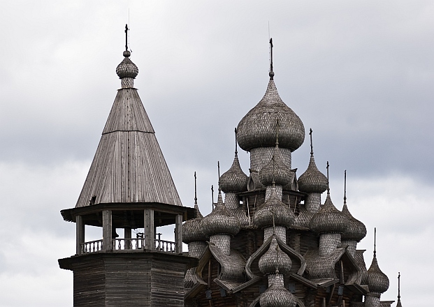 ransfiguration church and the belltower on Kizhi island