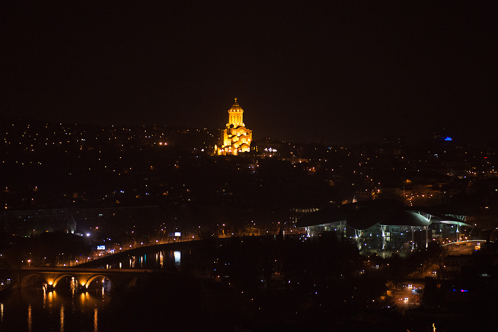 Sameba - The Holy Trinity Cathedral of Tbilisi by night