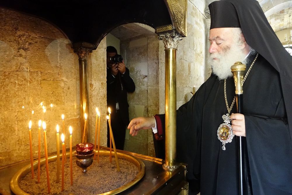 Holy and Great Council of Orthodox Church. Greek Archbishop Hieronimos in "Gonia" monastery 