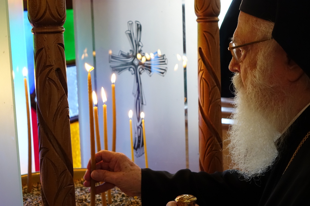 Albanian Archbishop Inastasios in St. Menas church in Heraklion