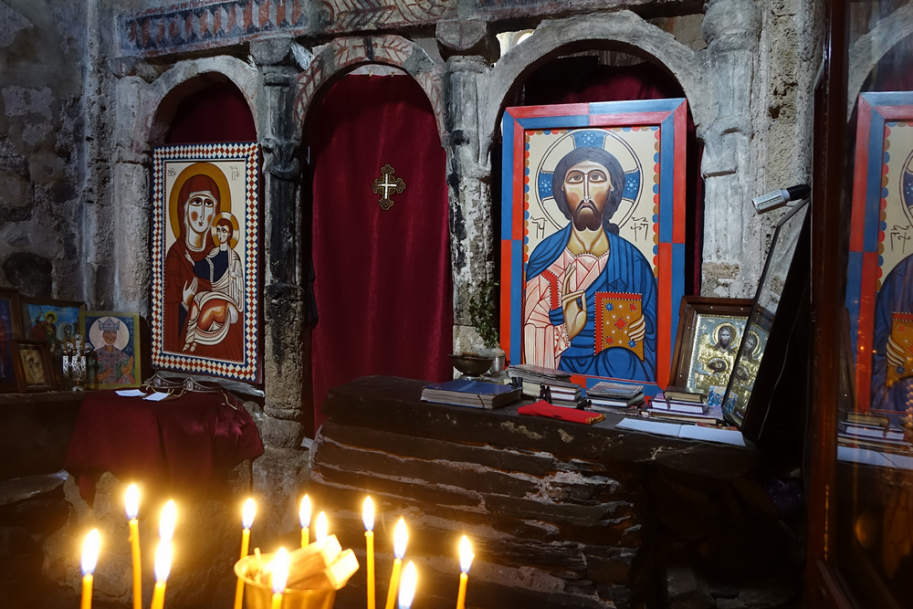 The cendles for Christ, Lamaria monastery in Ushguli