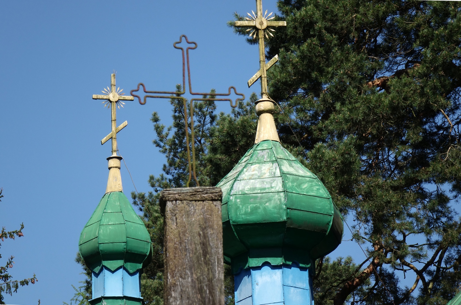 Crosses on the top of Augustowo Orthodox church