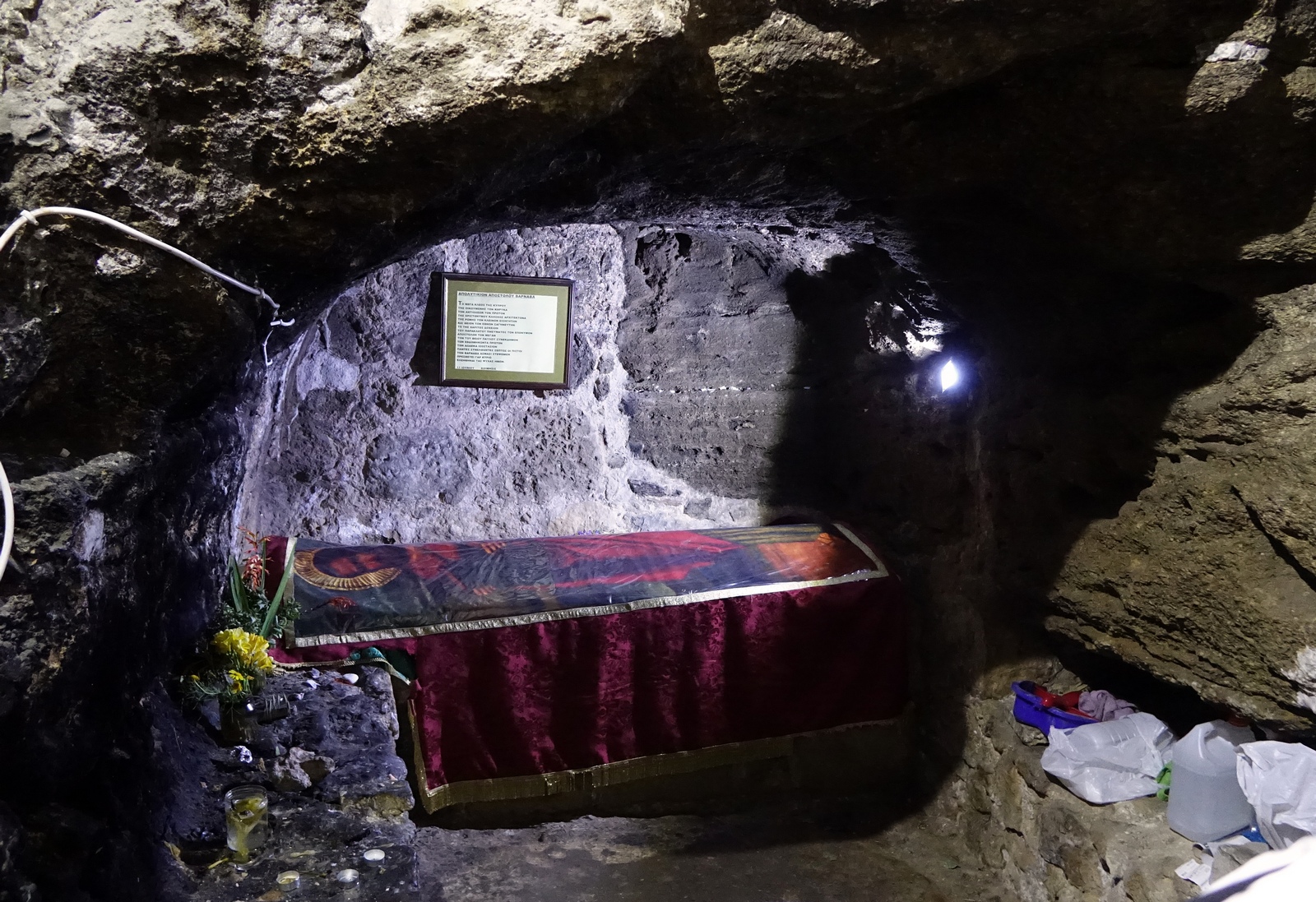 The cave of Apostle Barnaba close to St. Barnaba monastery on occupied aries