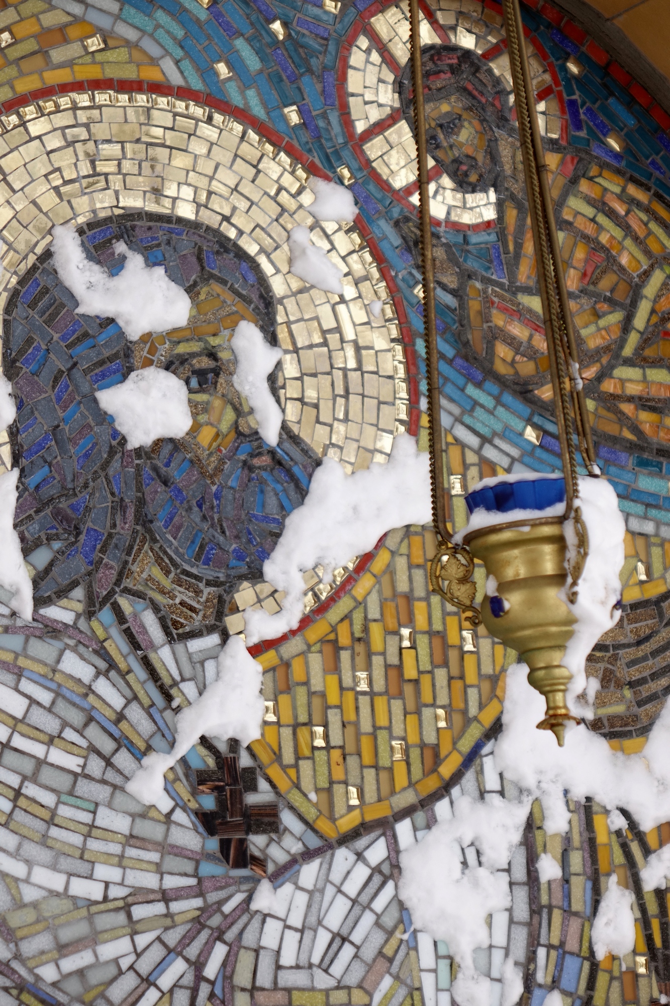 St. Seraphim of Sarov mosaic in bell-tower of the Holy Spirit church in Białystok