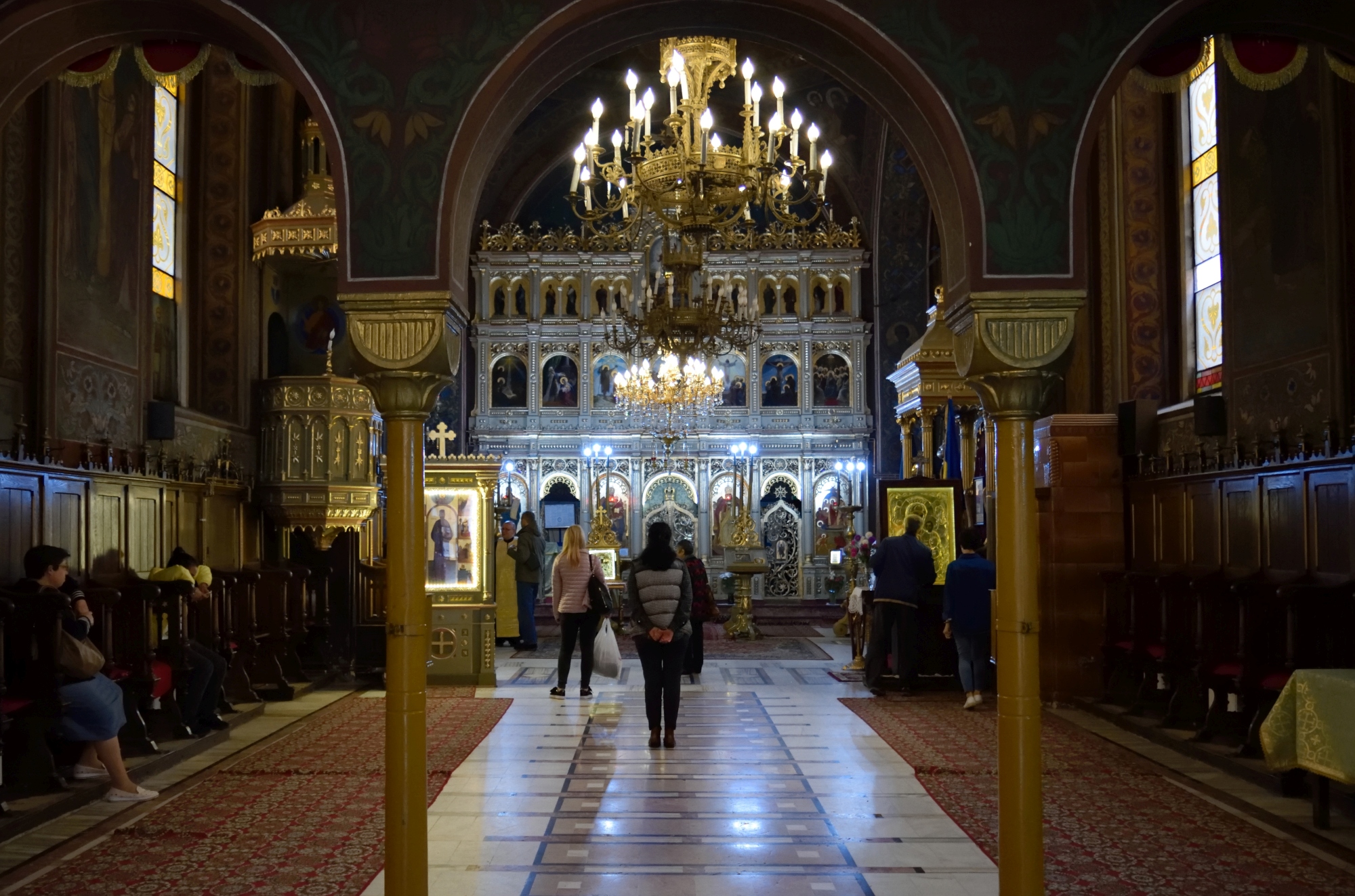 Interior of the Dormition church in Brasov