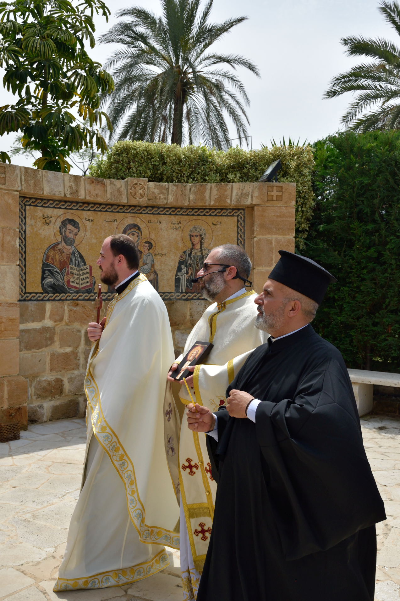 Ukrainian and two Arabic priests on Paschal Tuesday procession