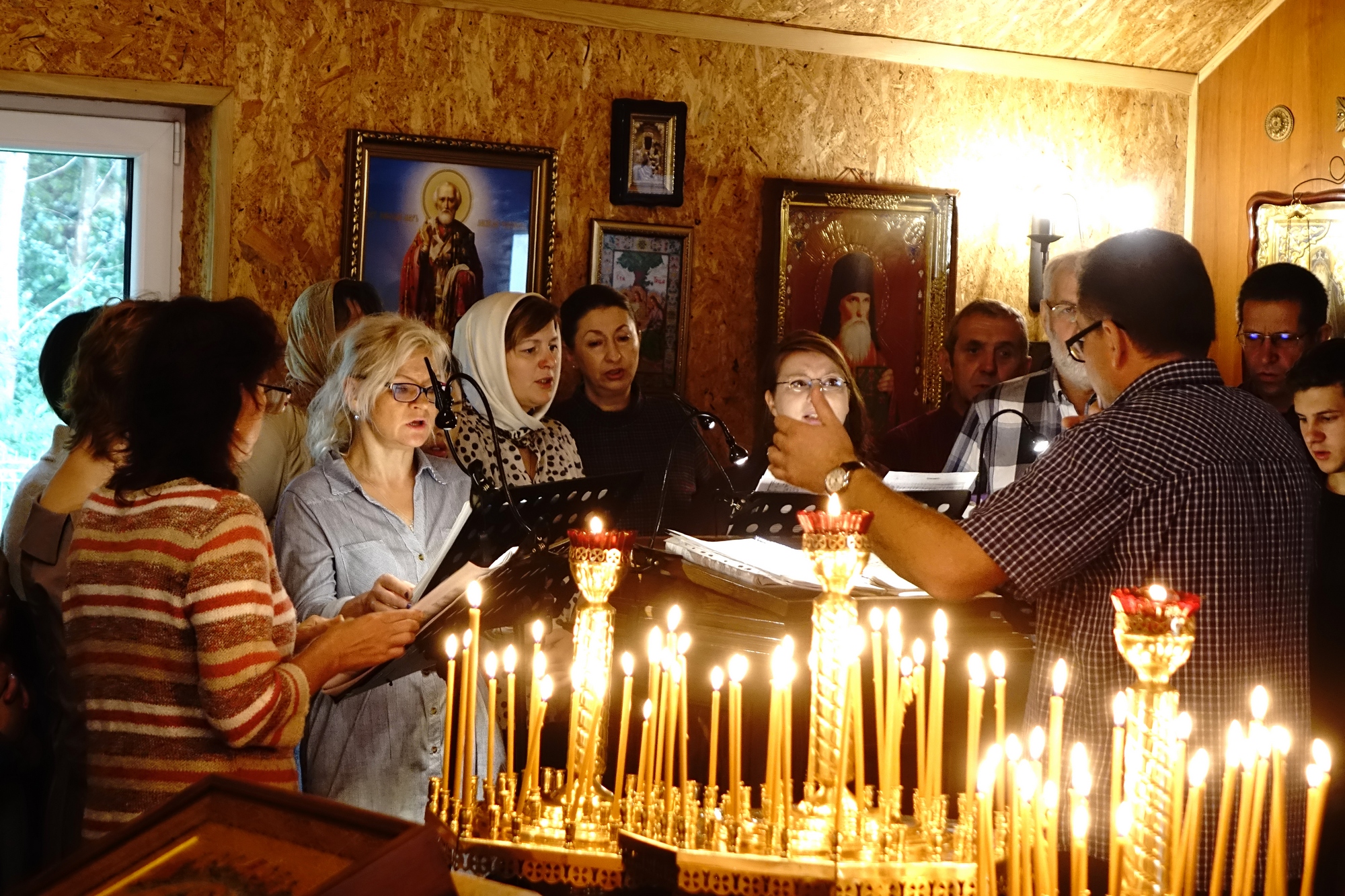 Divine Liturgy in temporary chapel in Hagia Sophia parish in Warsaw