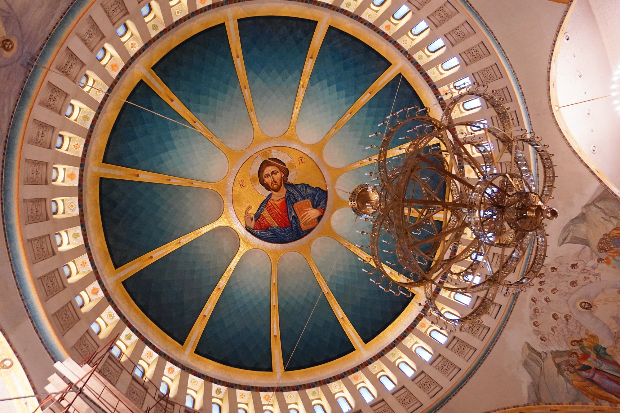 The mosaics od main dome of Ressurection of Christ Cathedral in Tirana