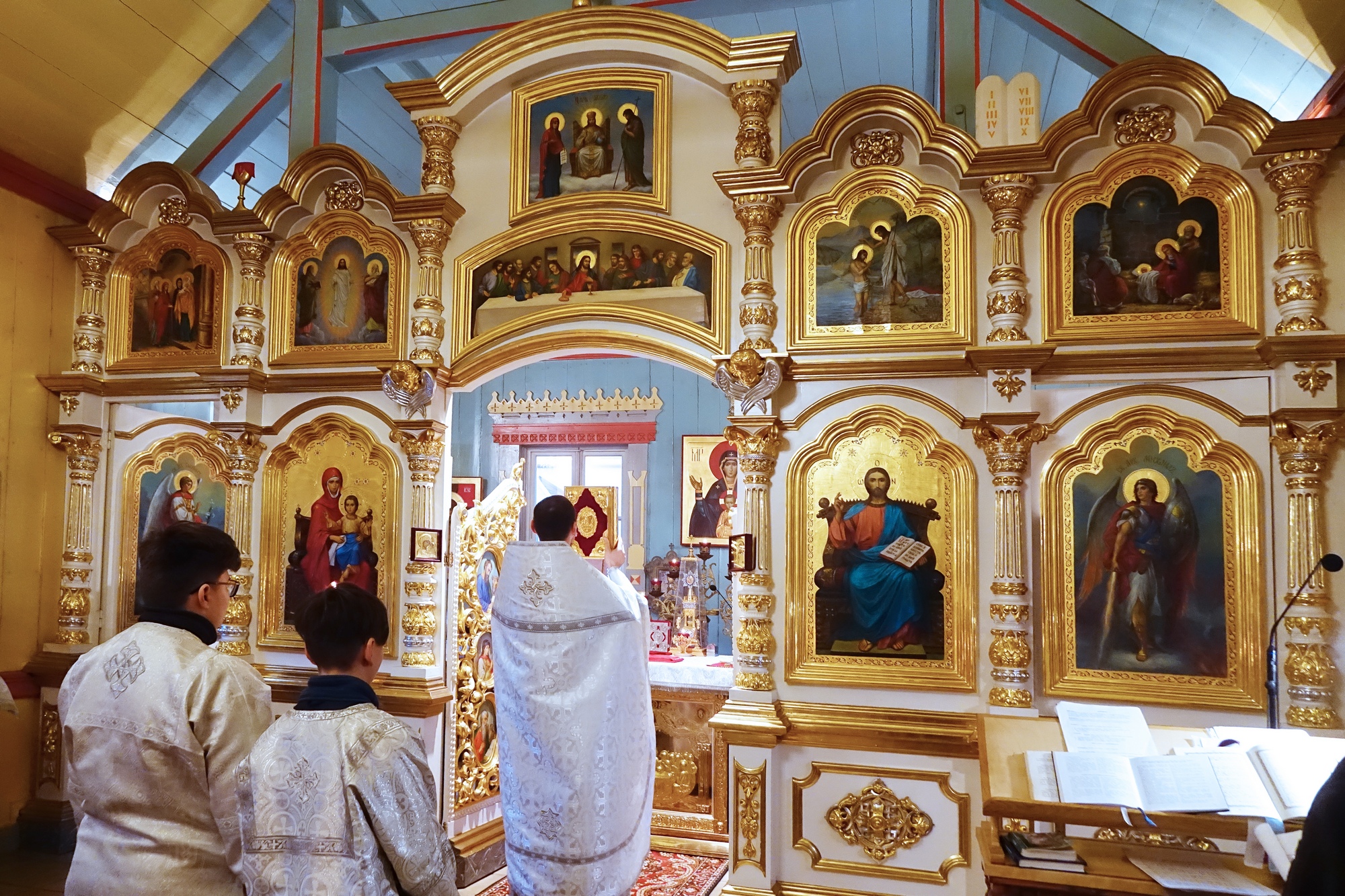 The Divine Liturgy in St. Archangel Michael Orthodox church in Ciechocienk