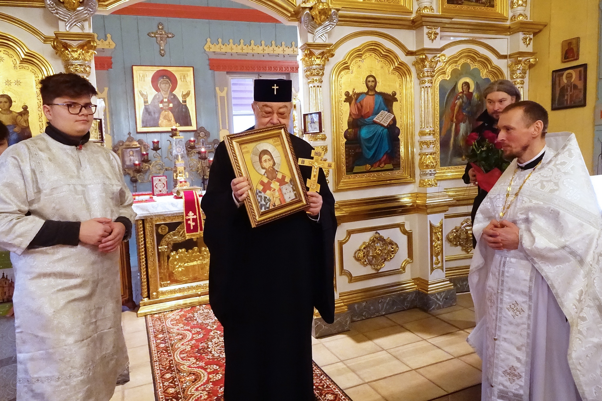 The Divine Liturgy in St. Archangel Michael Orthodox church in Ciechocienk