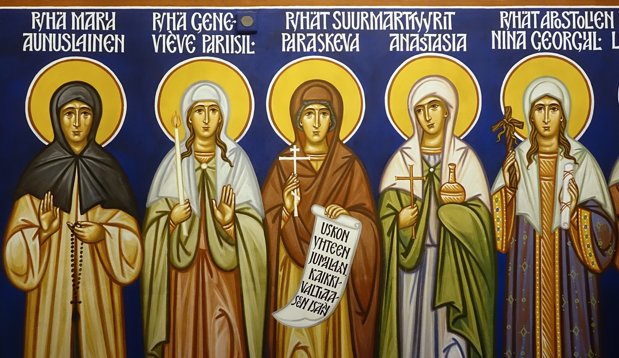 Fresco in St. Herman of Alaska Orthodox church in Tapiola