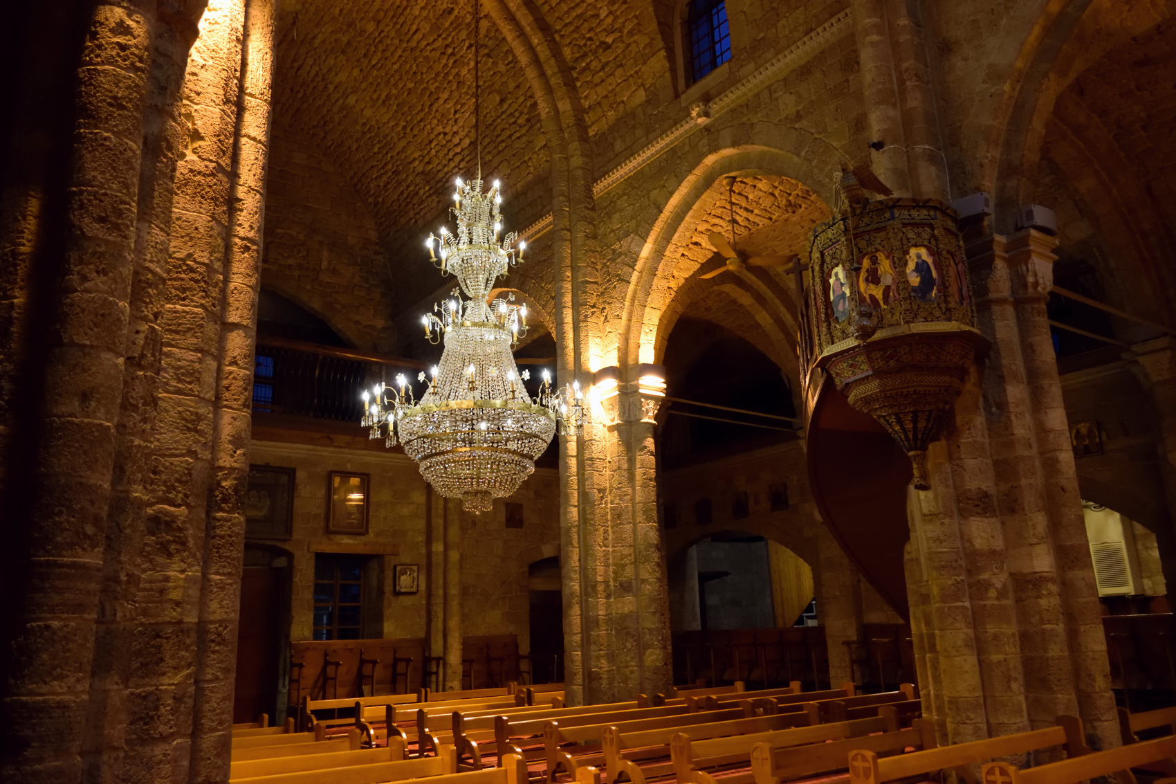 Interior of st. George church in Al-Mina