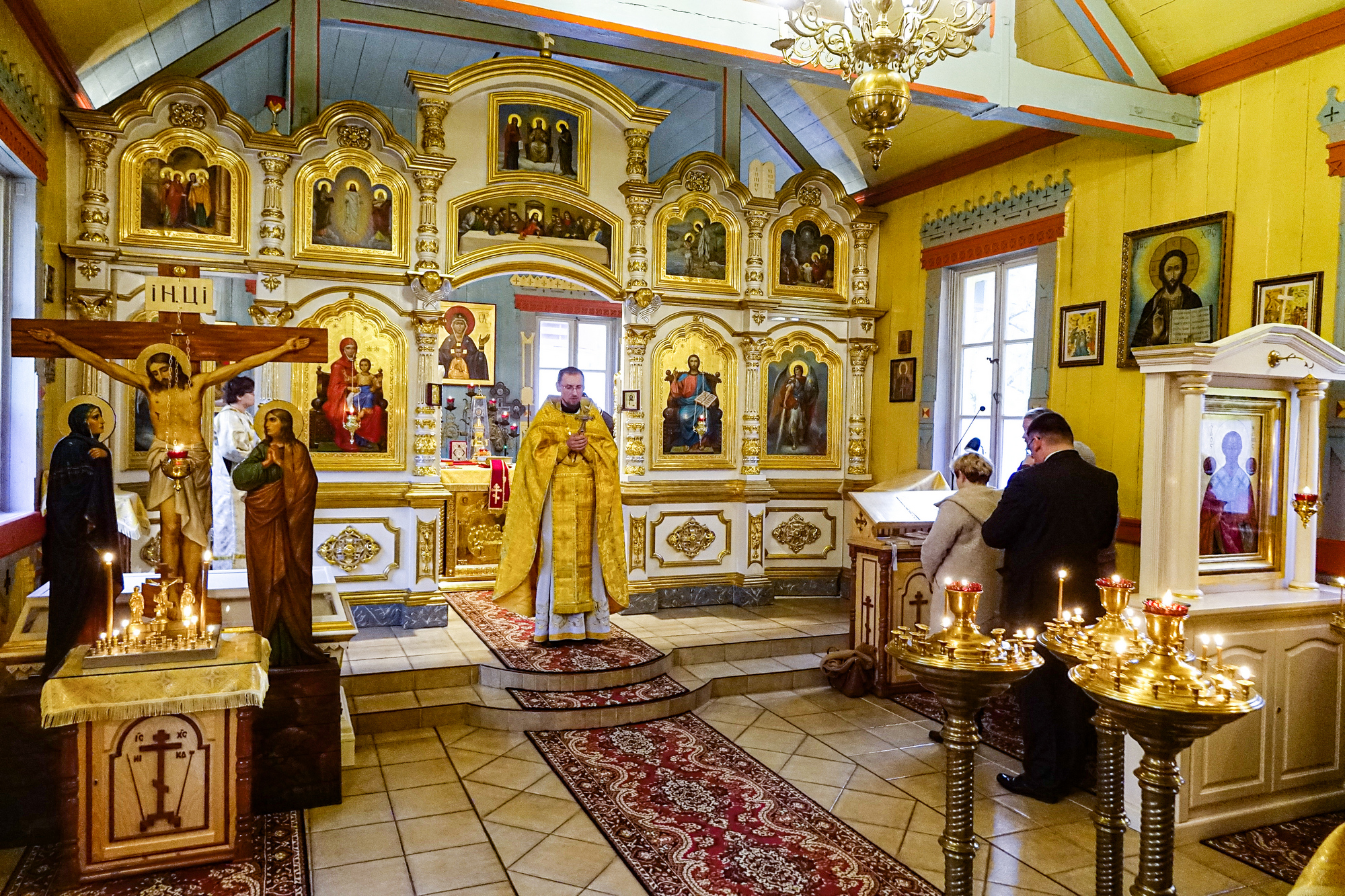 The Divine Liturgy in St. Michael the Archangel Orthodox church in Ciechocinek