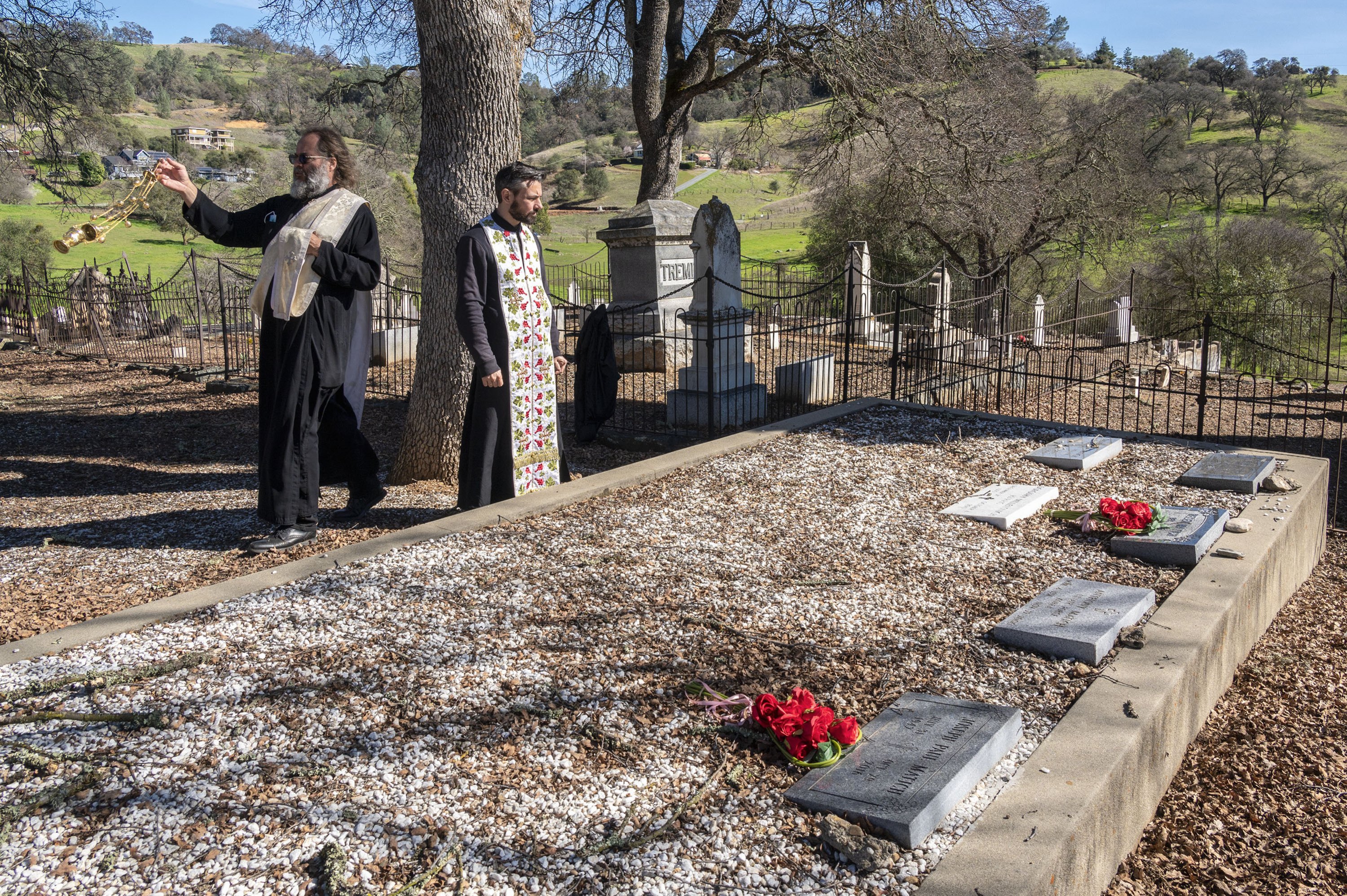 Blessing the repose, Memorial Saturday, Amador County, California