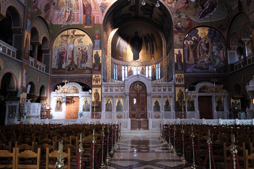 Interior of the Orthodox cathedral in Pireus 2025