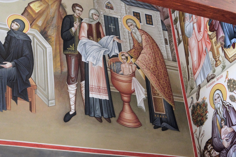Saint Arsenion baptising saint Paisios - Suroti 2025