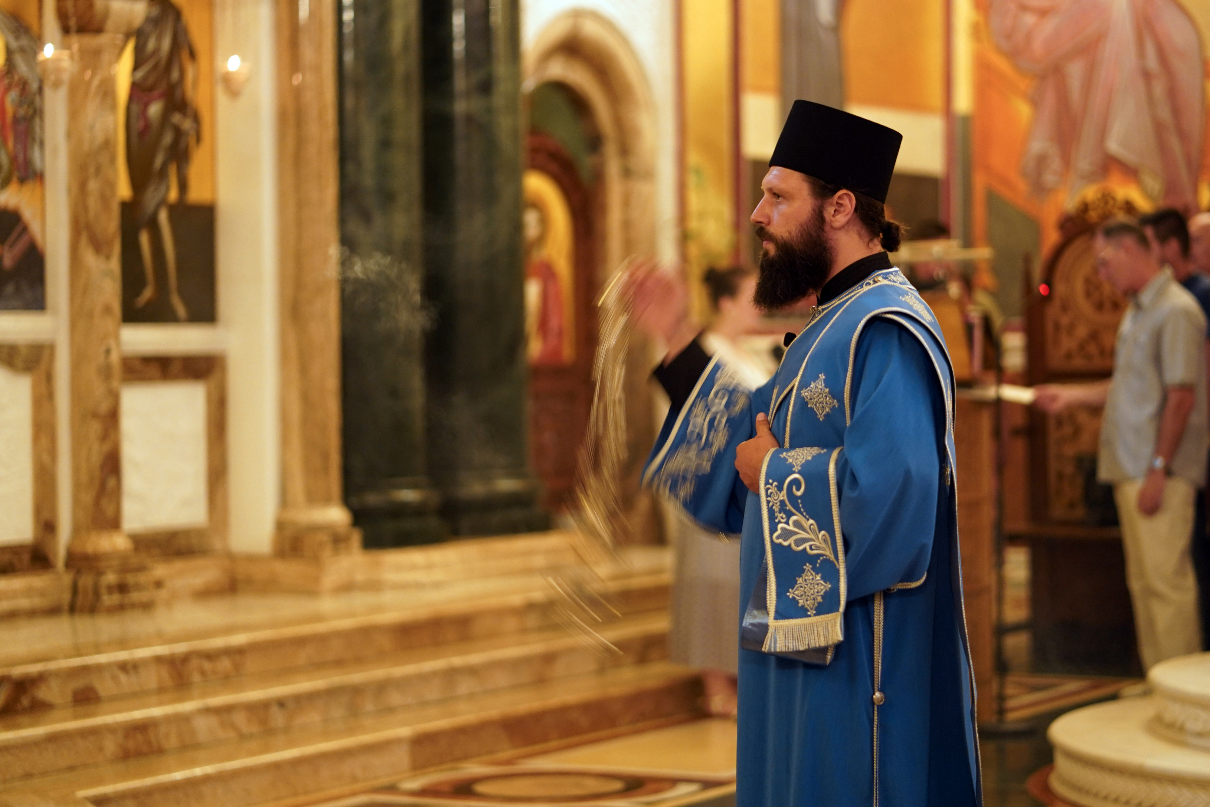 The All-Night Vigil of Dormition feast in Ressurection of Christ Orthodox Cathedral in Podgorica 