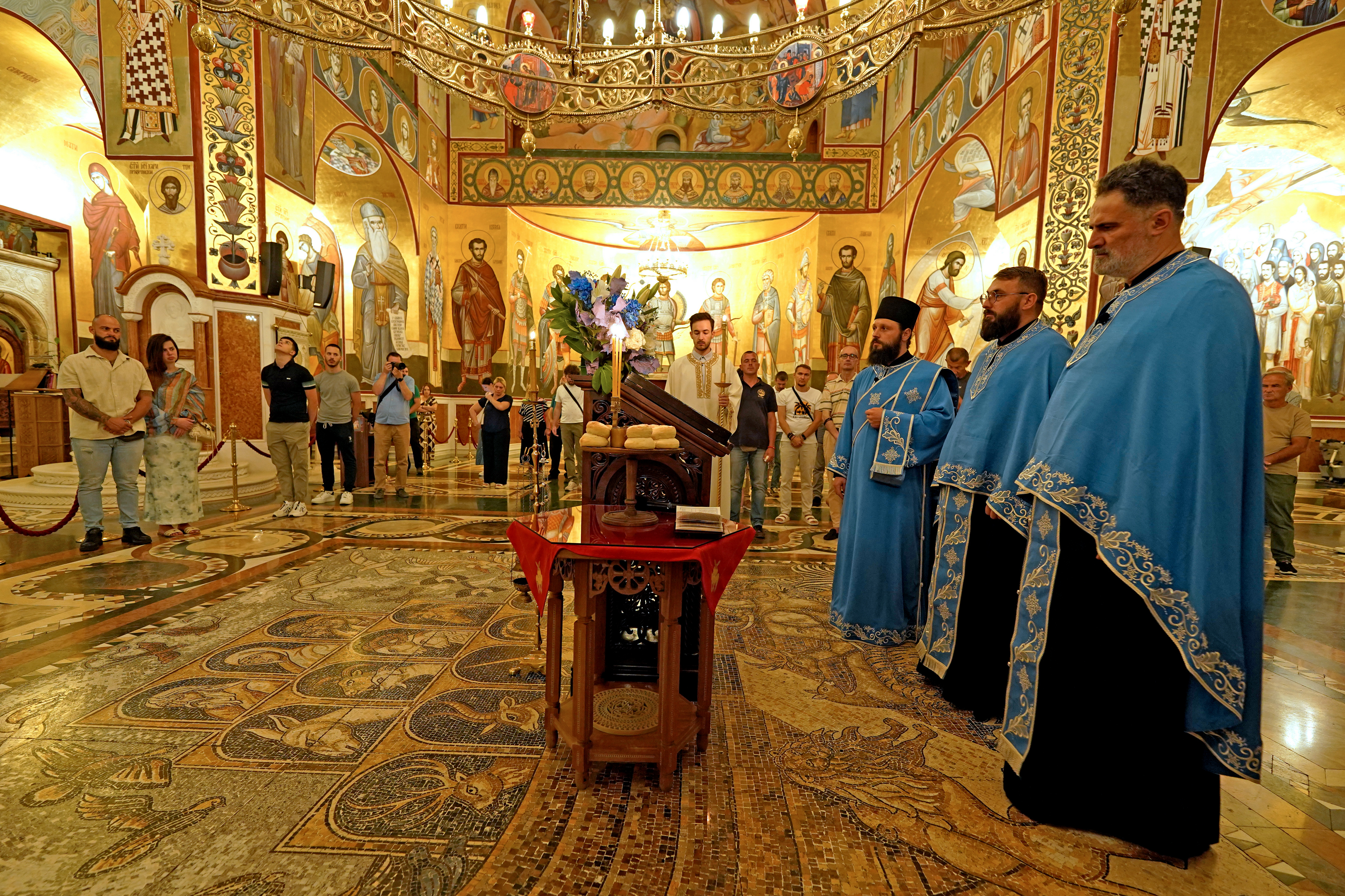 The All-Night Vigil of Dormition feast in Ressurection of Christ Orthodox Cathedral in Podgorica