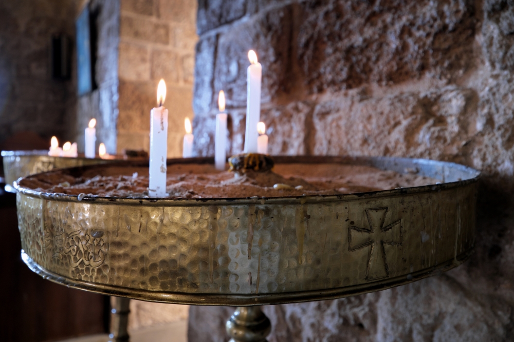 Candlestick in the Orthodox church in Batroun, 2025