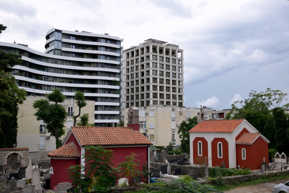 Orthodox and Catholic cemetary chapels in Budva, 2024
