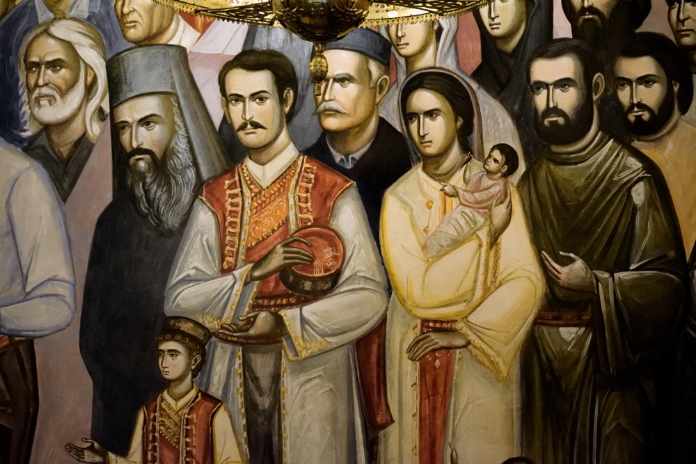The faithful Montenegrin Orthodox nation - fresco in Podgorica, 2024