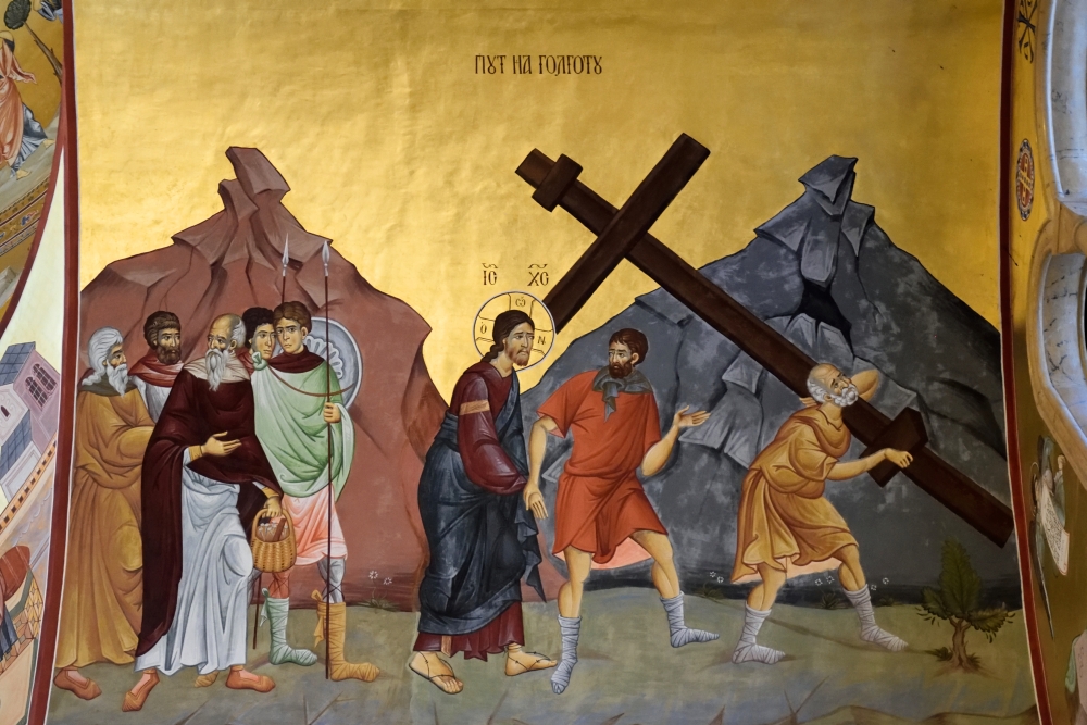 Droga Krzyżowa na Golgotę - fresk w Podgoricy, 2024