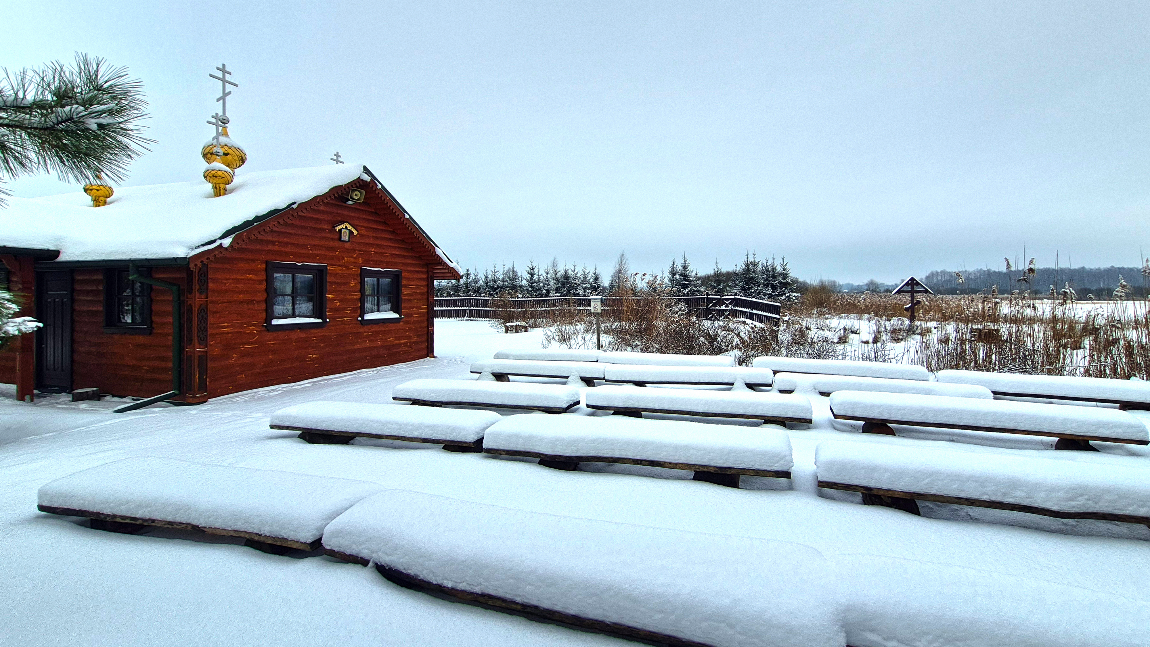 The Orthodox skete in Odrynki in winter
