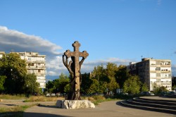 Sheep1389 
 Cross in front of the Podgorica cathedral, 2024