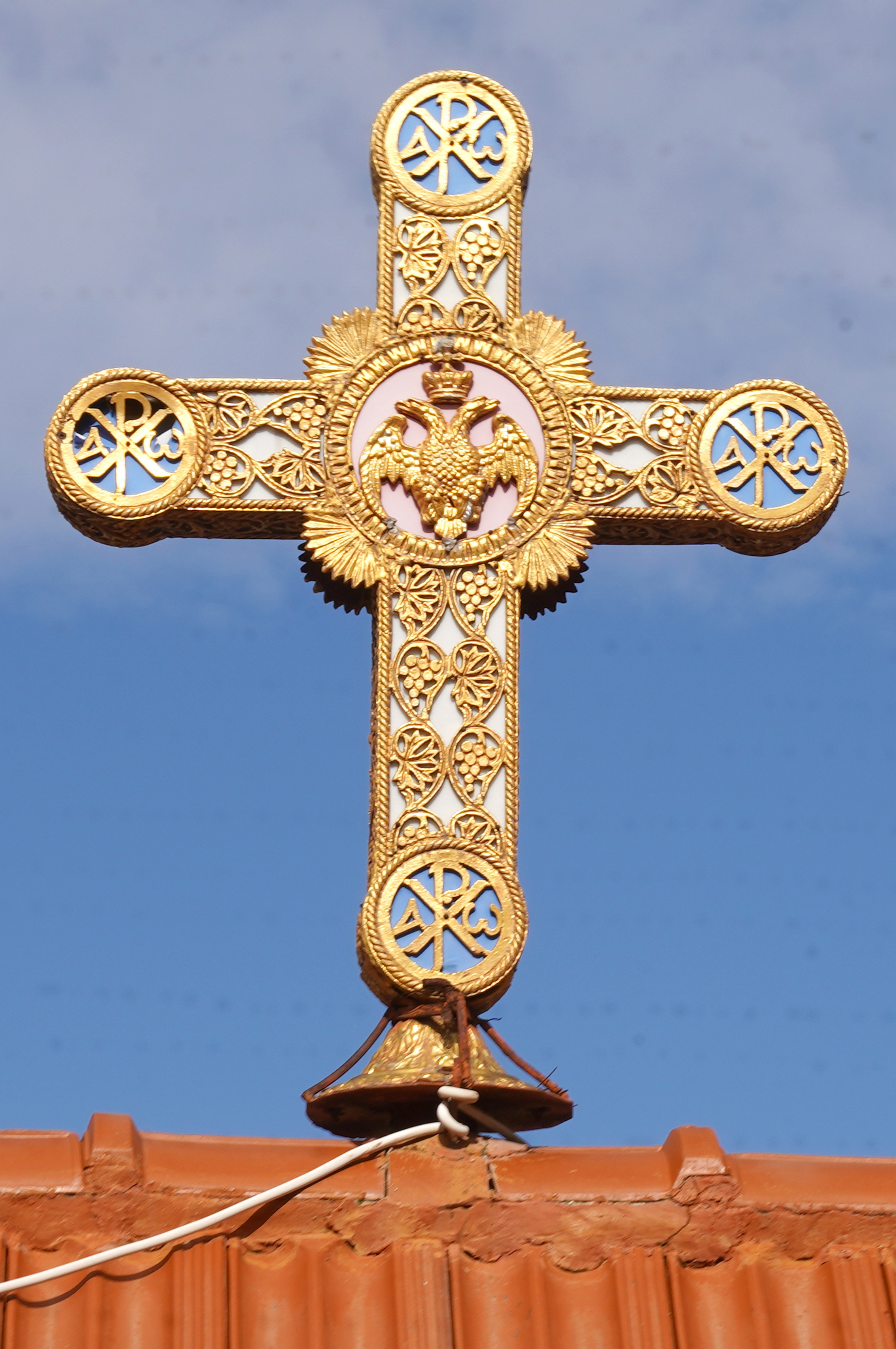 The cross over the entrence to the St. George Orthodox church in Andżara