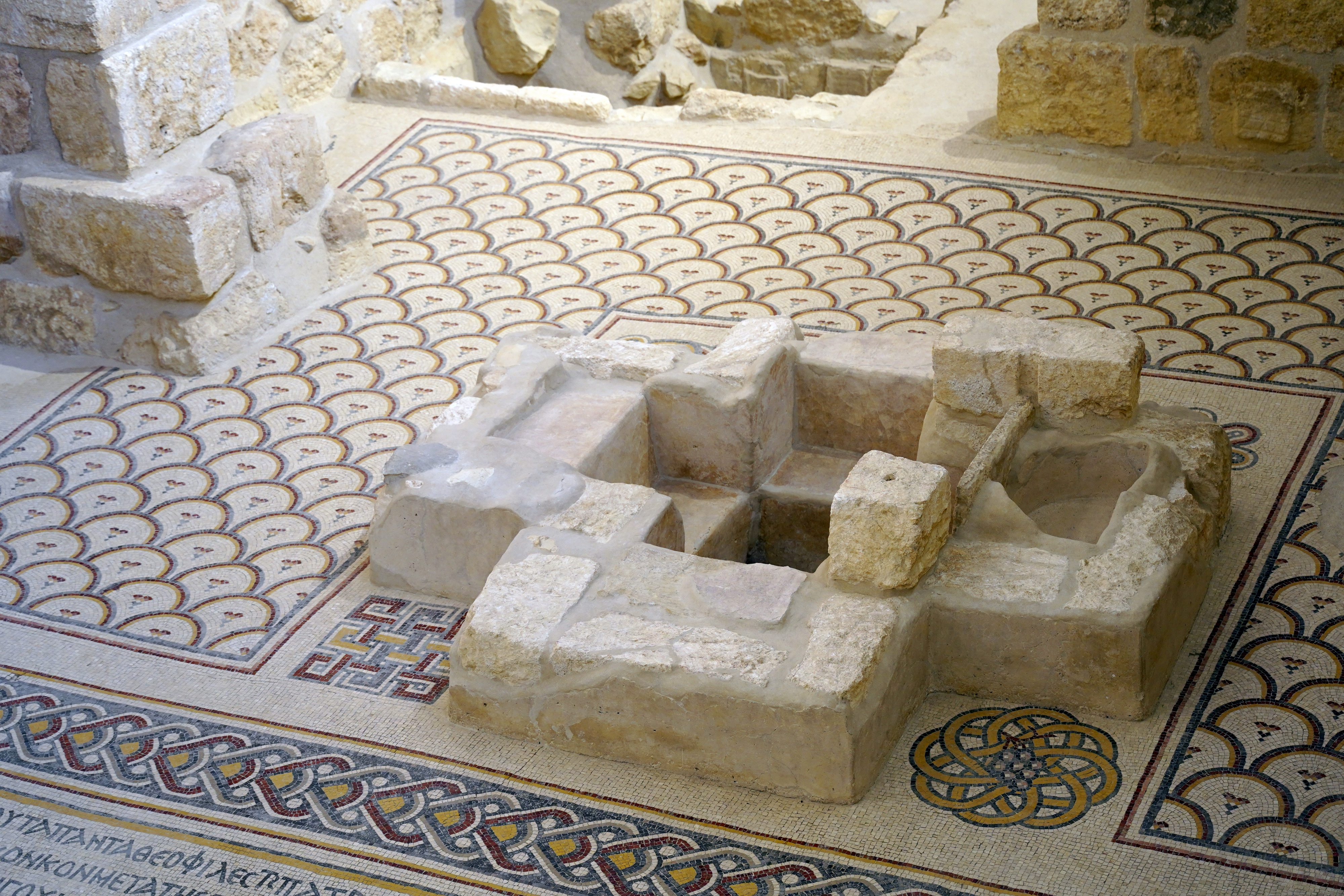 The ancient baptism pool in the temple on Mount Nebo 