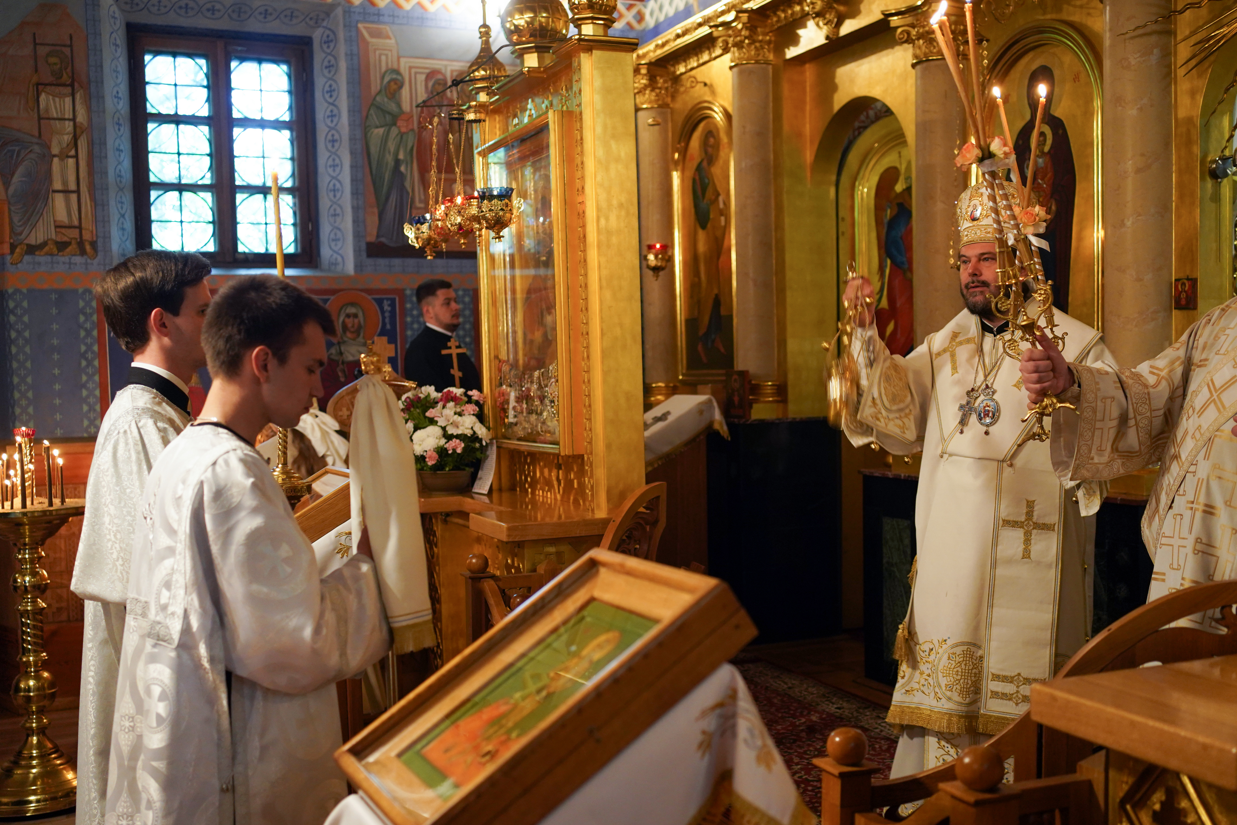 The Divine Liturgy in Transfiguration church at Holy Mountain of Grabark