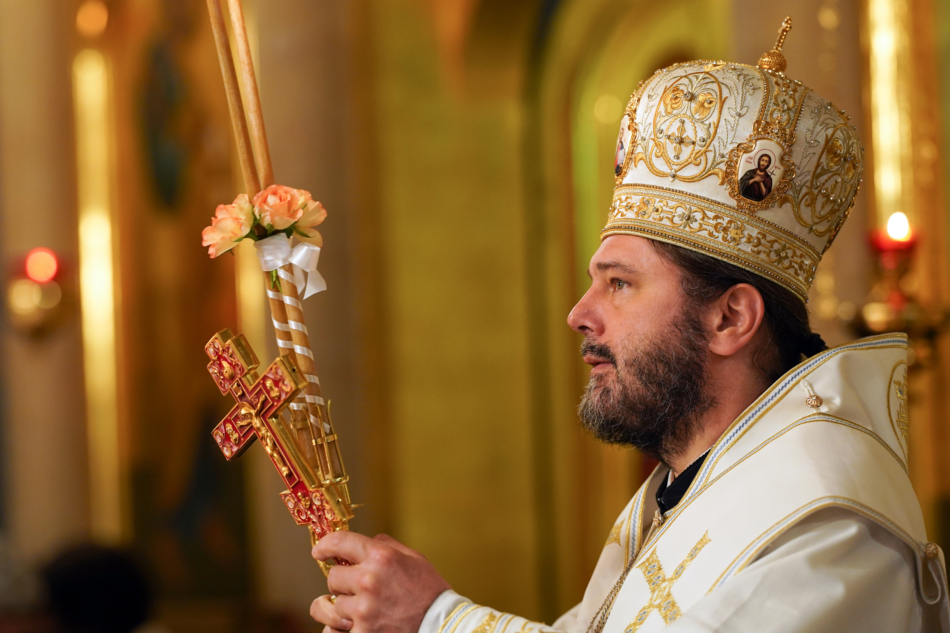 The Divine Liturgy in Transfiguration church at Holy Mountain of Grabark