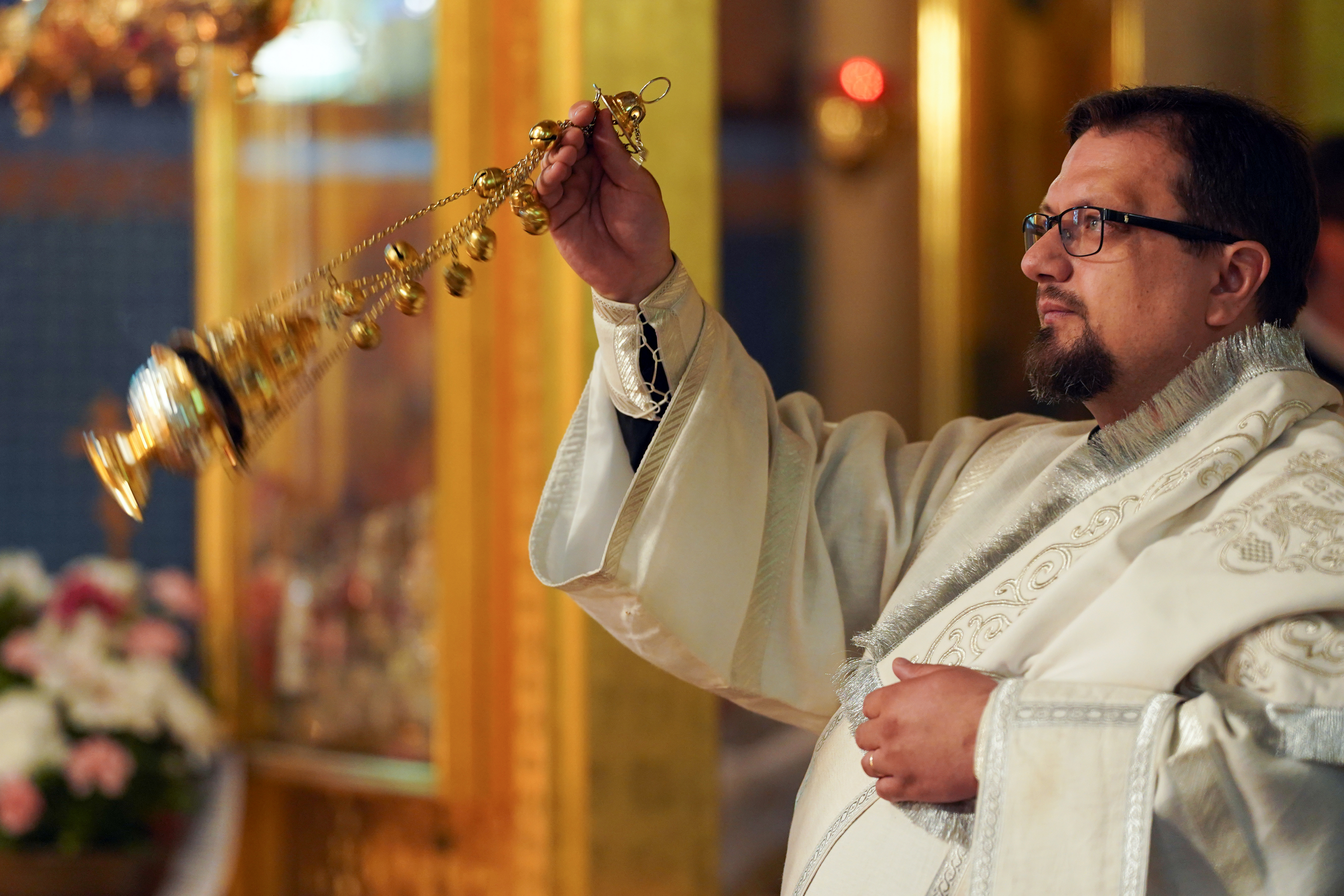 The Divine Liturgy in Transfiguration church at Holy Mountain of Grabarka 