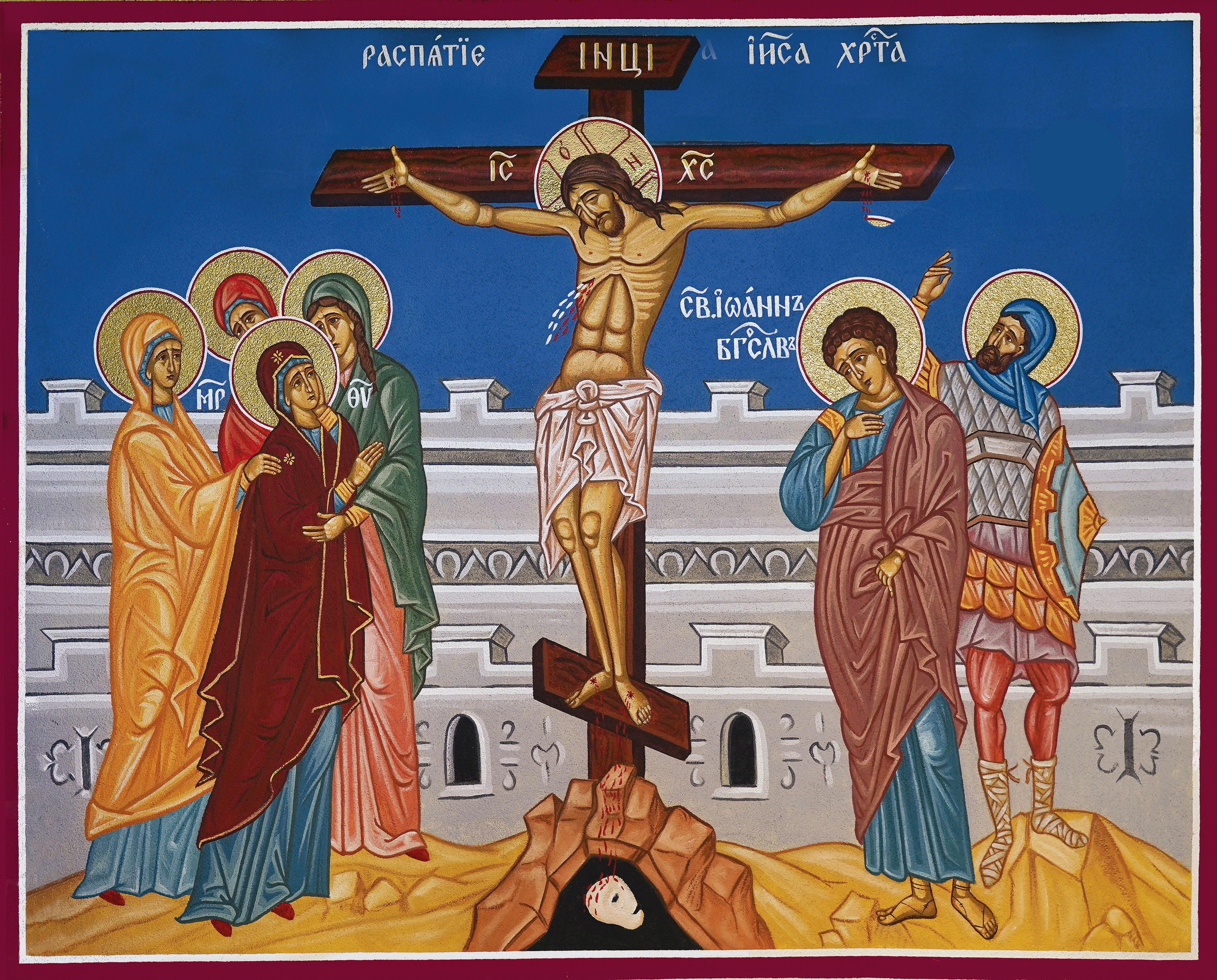 Crucifiction fresco in Sts. Peter and Paul Orthodox church in Ubľa village