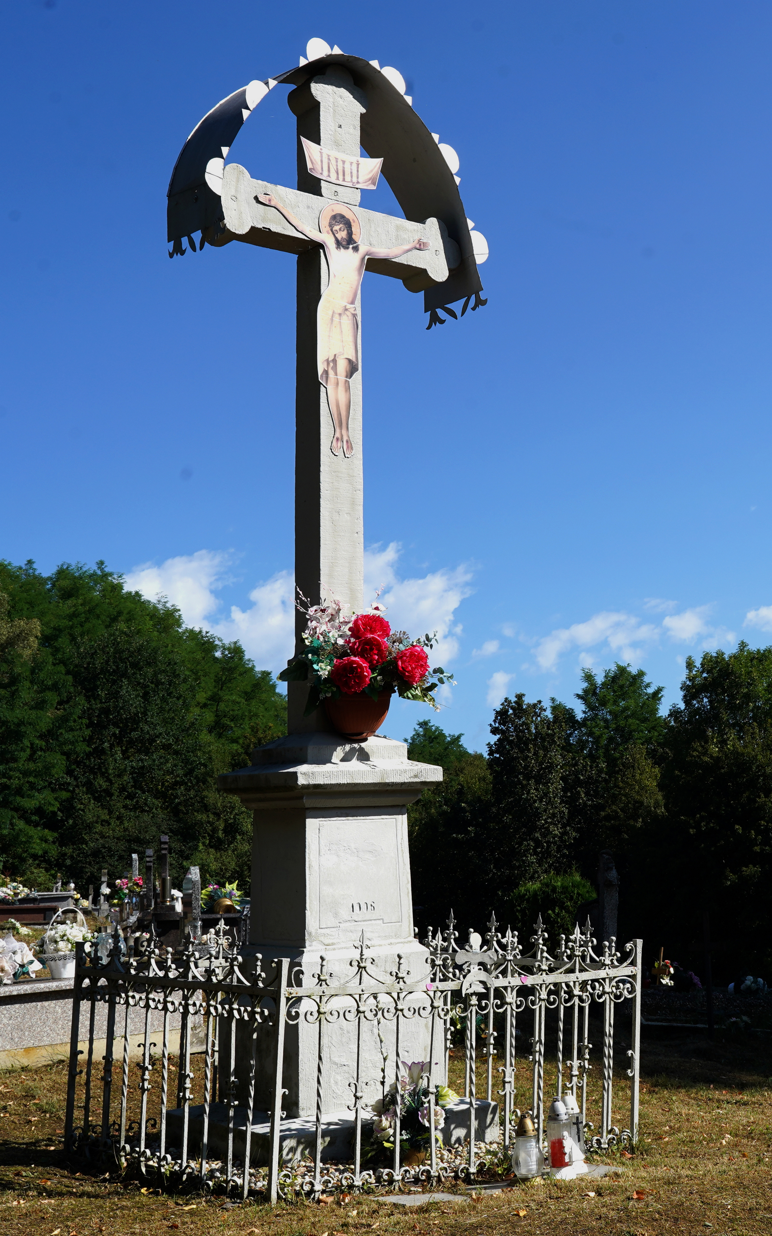 The cross near the Orthodox church of the Birth of St. John the Baptist in Ruská Volová village