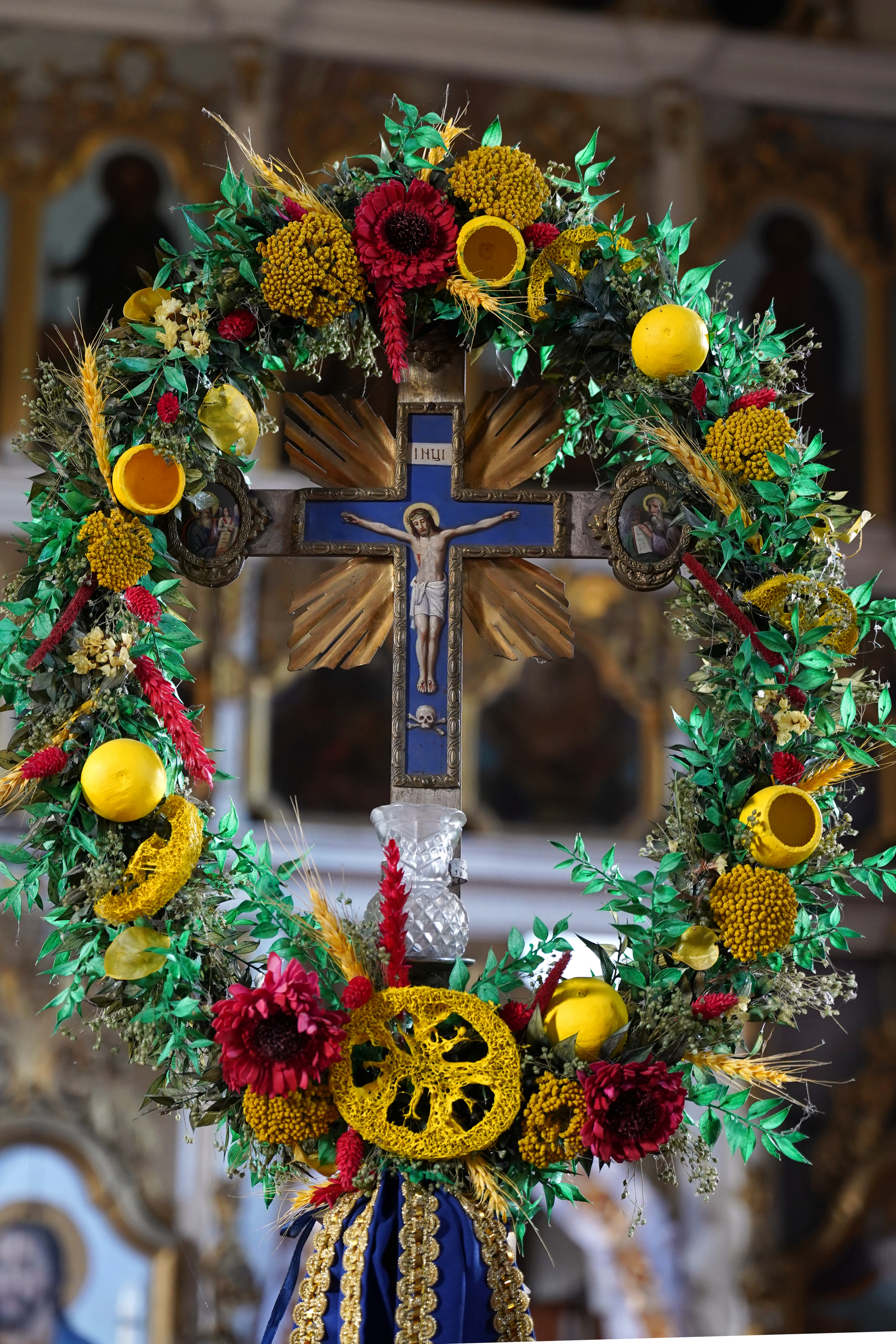 The cross in the Dormition of the Mother of God Orthodox church in Klenová