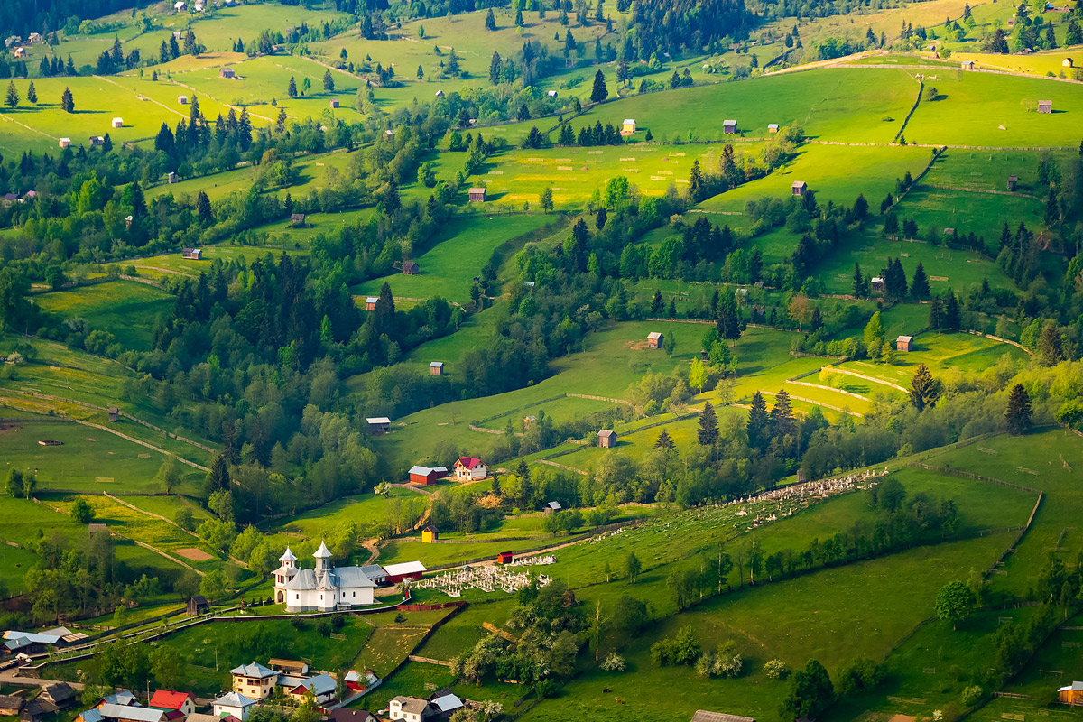 Church & cemetery from Paltinu village, Suceava County  
