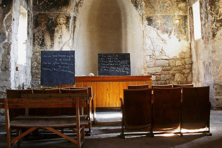 Devastated refectory of the Theotokos church in Apollonia