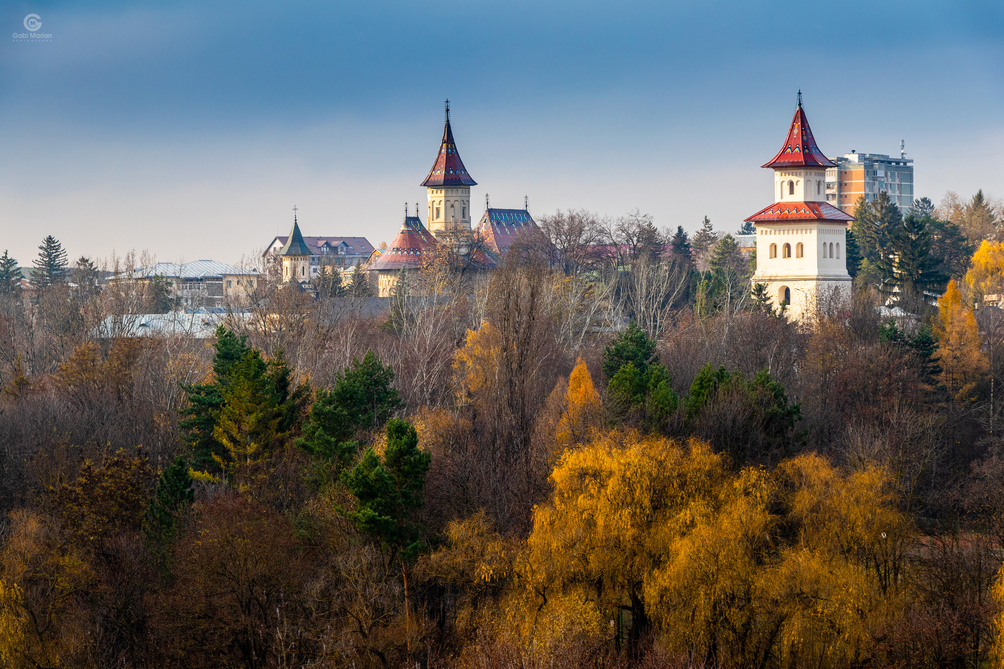 The belfry tower and the 2 churches of the Saint John The New Monastery, Suceav