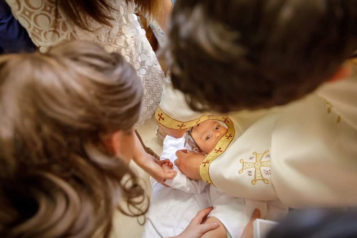 The little christian is hiding in the Light of The Holly Spirit