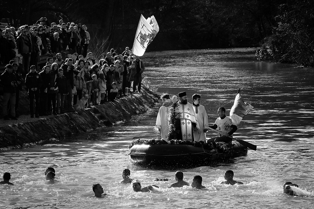 Epiphany celebration on the river Gradac - Valjevo, Serbia