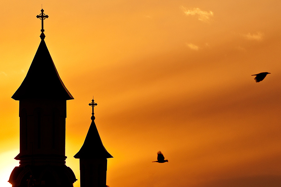 The towers of orthodox cathedral from Suceava 